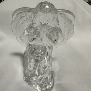 Vintage Crystal Clear praying Angel Candle Holder Figurine 6" Tall